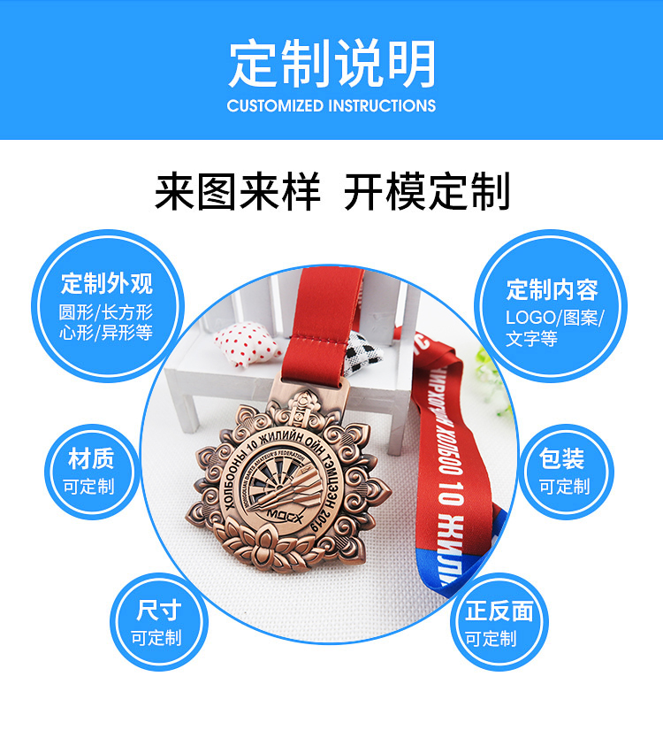 出口品質國外古銅色金屬獎牌定做廠家濟安