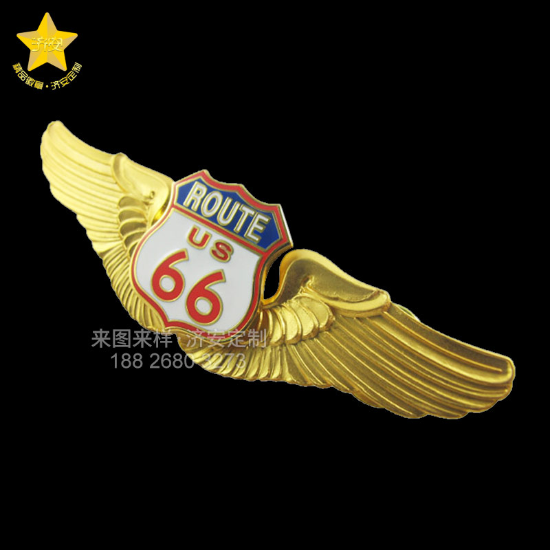 翅膀徽章定制，琺瑯徽章定做