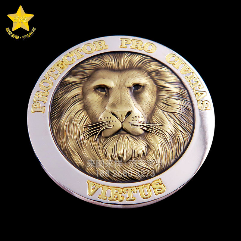 3D立體獅子紀(jì)念章定制