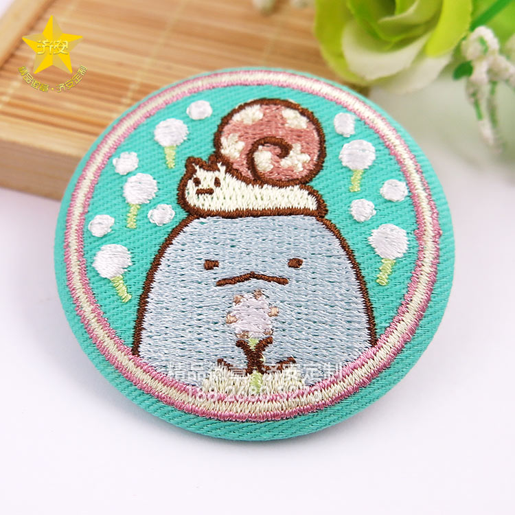 刺繡馬口鐵徽章，布藝馬口鐵徽章