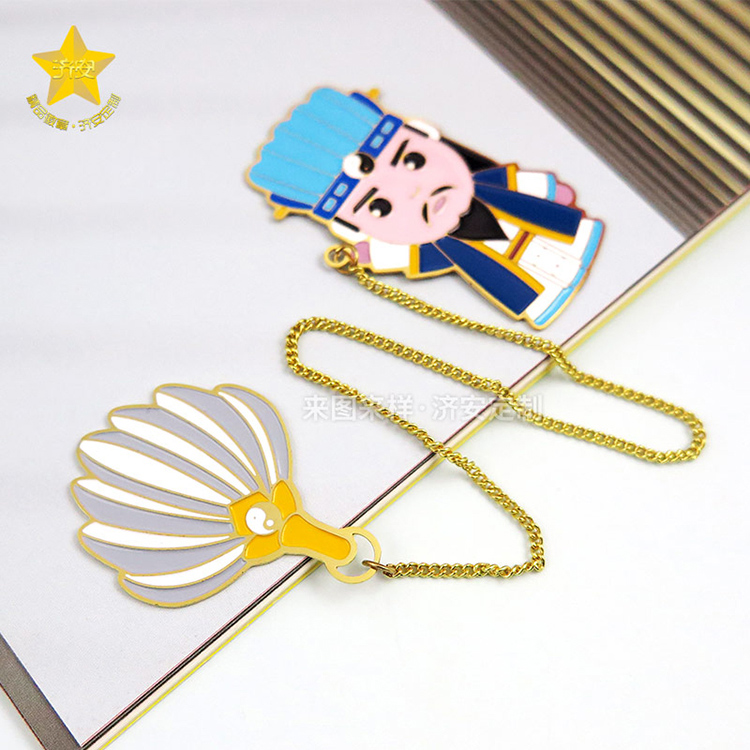 三國演義系列主題書簽,諸葛亮卡通形象金屬烤漆書簽定做公司