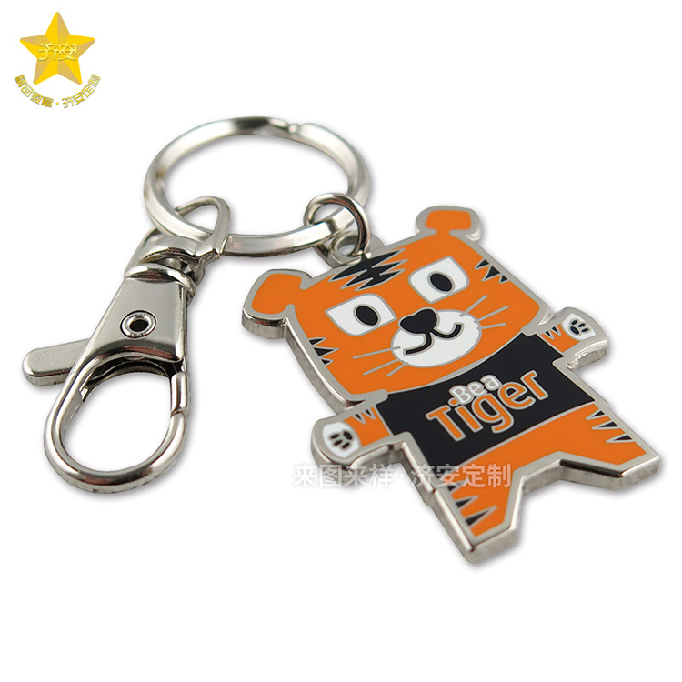 來圖定制卡通老虎造型仿琺瑯工藝鑰匙扣掛件飾品