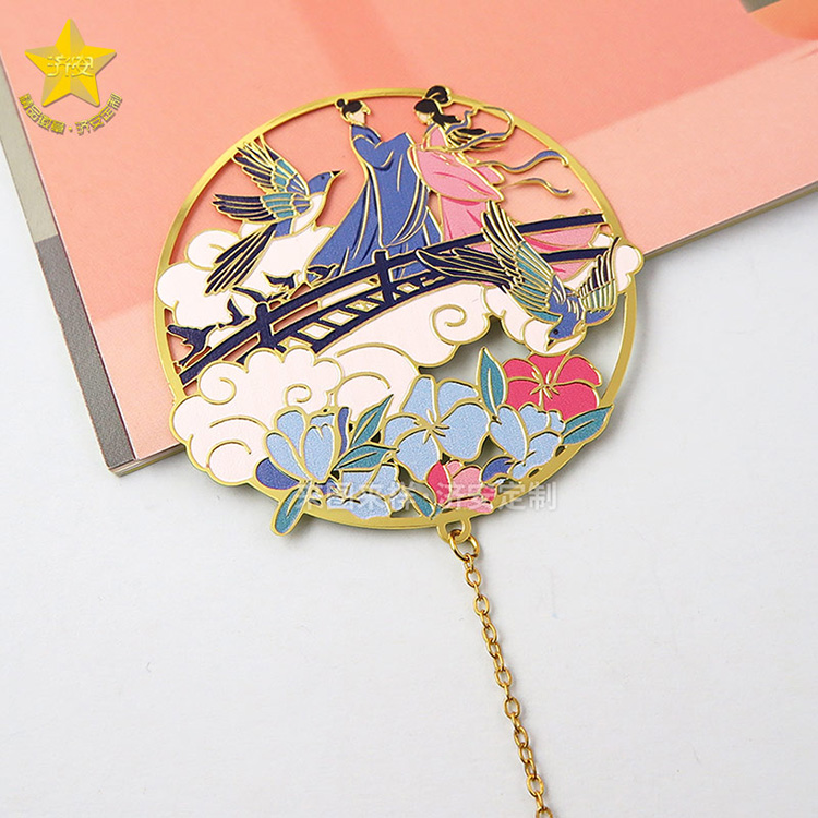 浪漫七夕節(jié)牛郎織女鵲橋相會創(chuàng)意書簽定制禮品,古風書簽制作