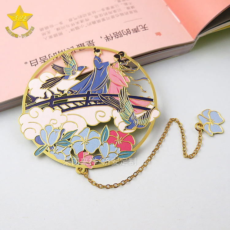 浪漫七夕節(jié)牛郎織女鵲橋相會創(chuàng)意書簽定制禮品,古風書簽制作