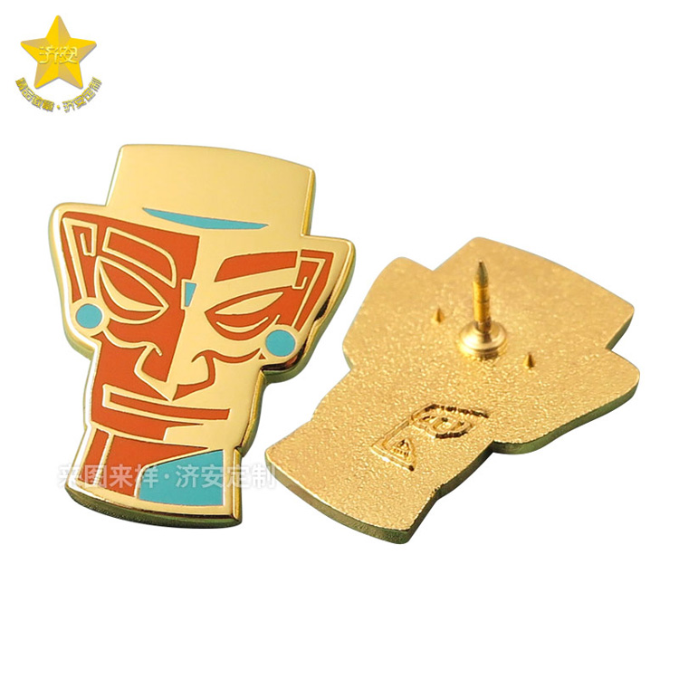 青銅面具金屬徽章定制分享,歷史展覽館博物館紀(jì)念胸章