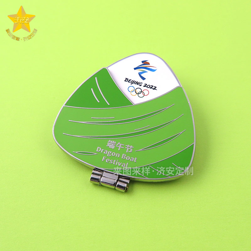 端午文創(chuàng)翻蓋徽章定制，賽龍舟金屬徽章