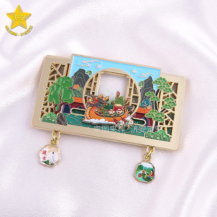 端午節(jié)文創(chuàng)流沙冰箱貼，滑軌設(shè)計龍舟可滑動！