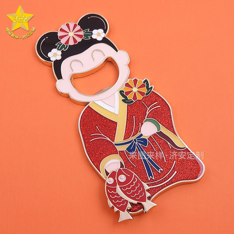 四川博物院提魚陶俑文物文創(chuàng)周邊:提魚女孩開瓶器冰箱貼