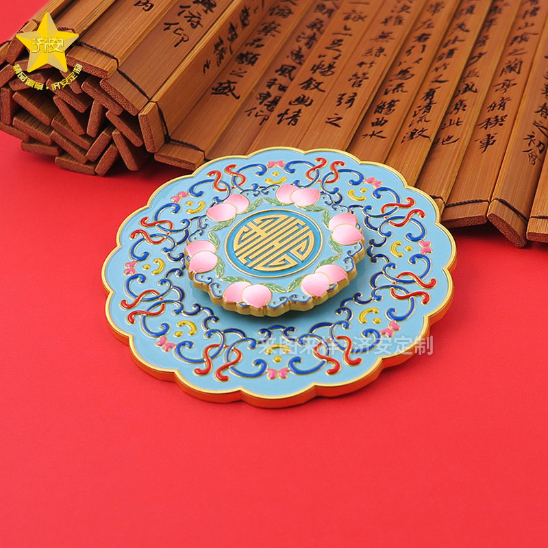 纏枝紋國潮文化創(chuàng)意冰箱貼,金屬旋轉(zhuǎn)冰箱貼,創(chuàng)意禮品