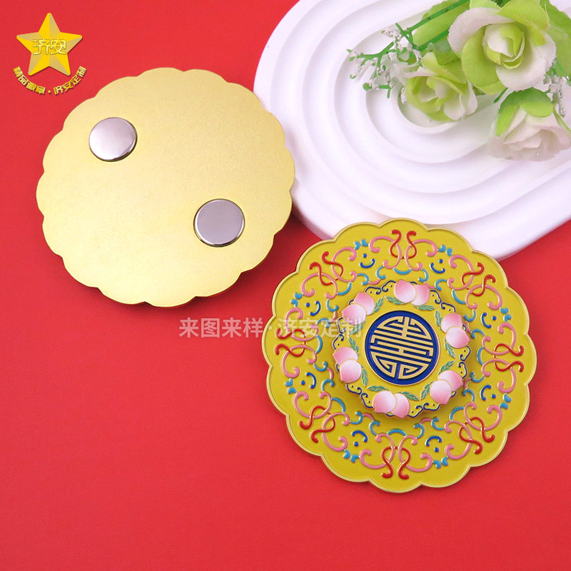 纏枝紋國潮文化創(chuàng)意冰箱貼,金屬旋轉(zhuǎn)冰箱貼,創(chuàng)意禮品