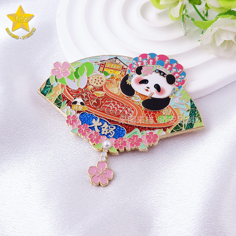 成都熊貓基地美食冰箱貼，大熊貓花花耍成都城市文創(chuàng)冰箱貼