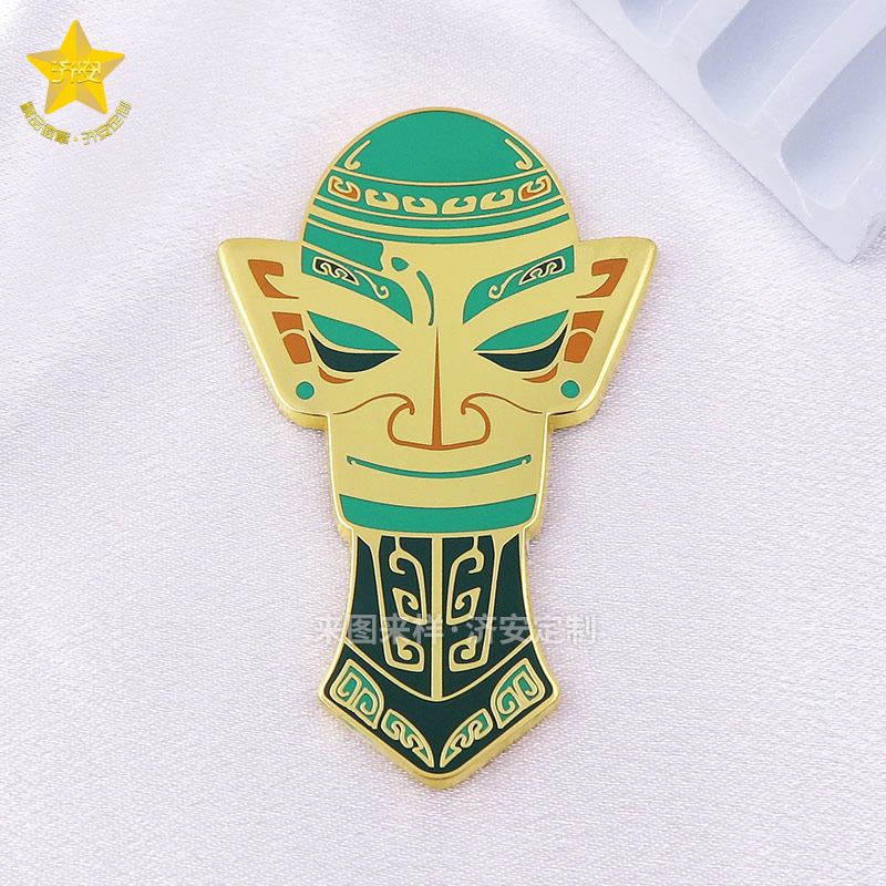 博物館青銅面具冰箱貼,金屬磁吸