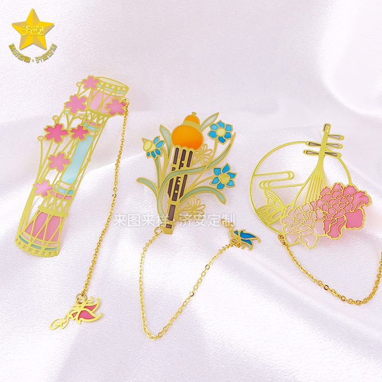 金屬鏤空書簽|樂器造型透明漆書簽