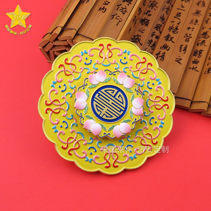 纏枝紋國潮文化創(chuàng)意冰箱貼,金屬旋轉(zhuǎn)冰箱貼,創(chuàng)意禮品